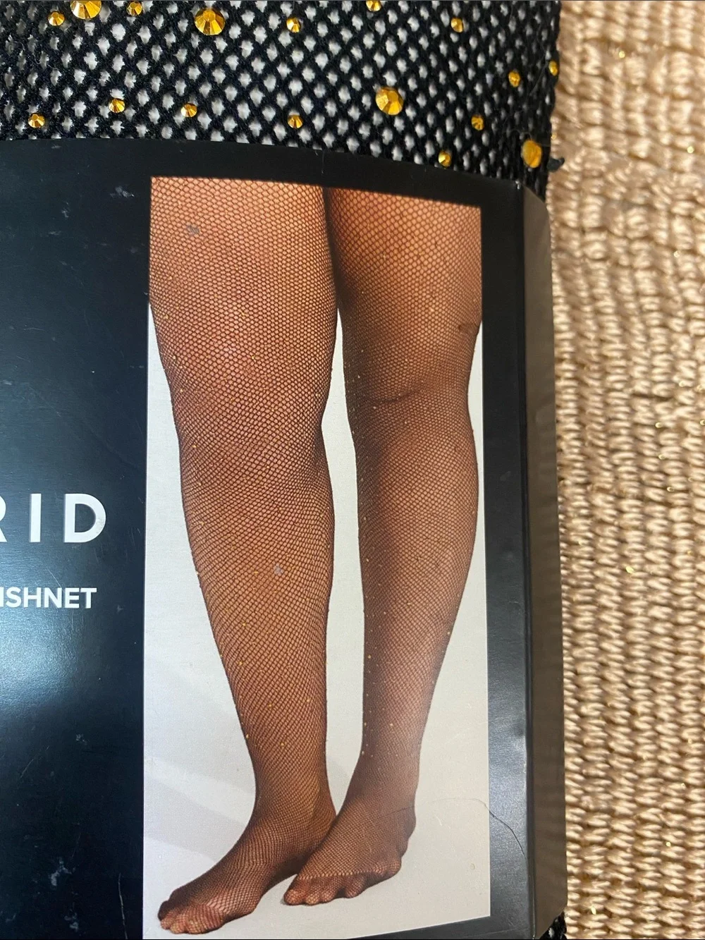 torrid Black Fishnet Tights with Gold Rhinestones